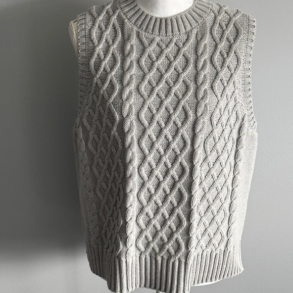 Caslon Grey Heather Cable Knit Pima Cotton Sweater Vest SIZE XXL - Picture 1 of 12
